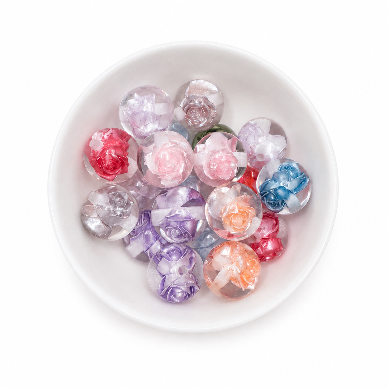 16mm Crystal Rose Beads – Mixed Colours (20 Pack)