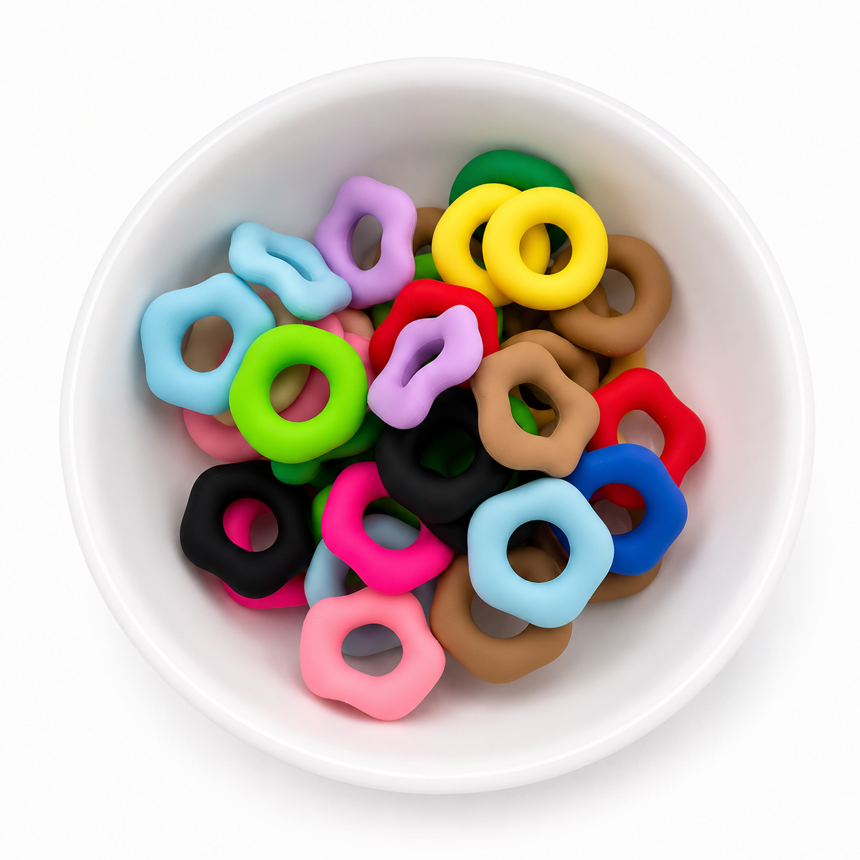 Bright Silicone Spacer Beads – Pack of 40