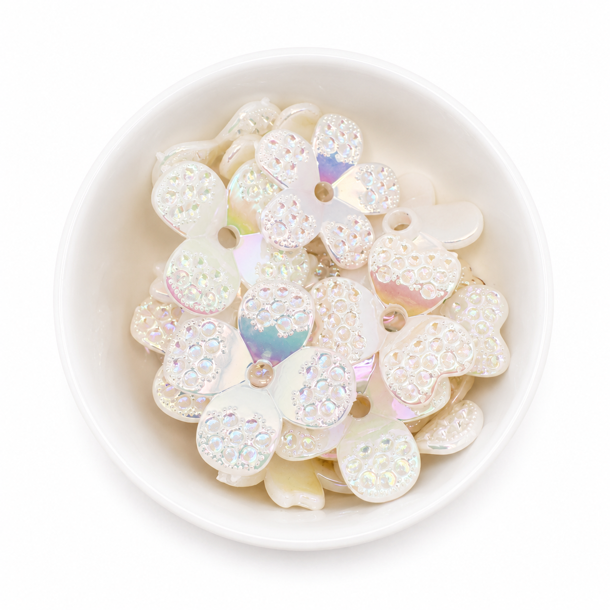 Pearl Luxe Flower Spacers – White (20 Pack)