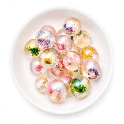 16mm Enchanted Garden Floral Beads – Mixed Colours (20 Pack)