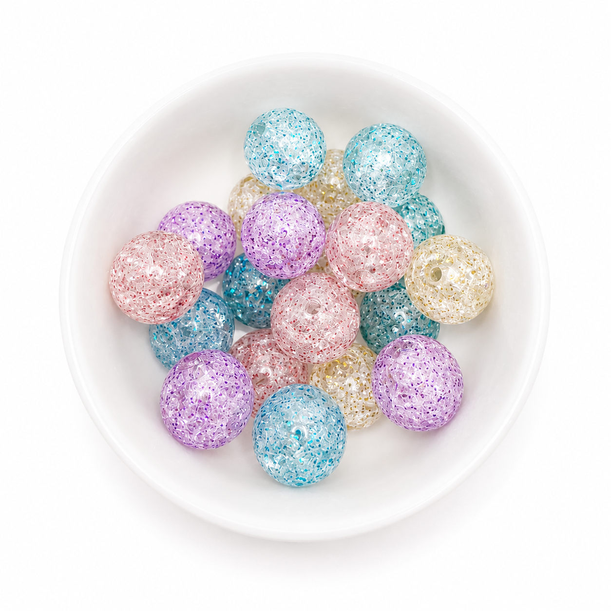 16mm Sparkle Crackle Beads – Pastel Mix (20 Pack)